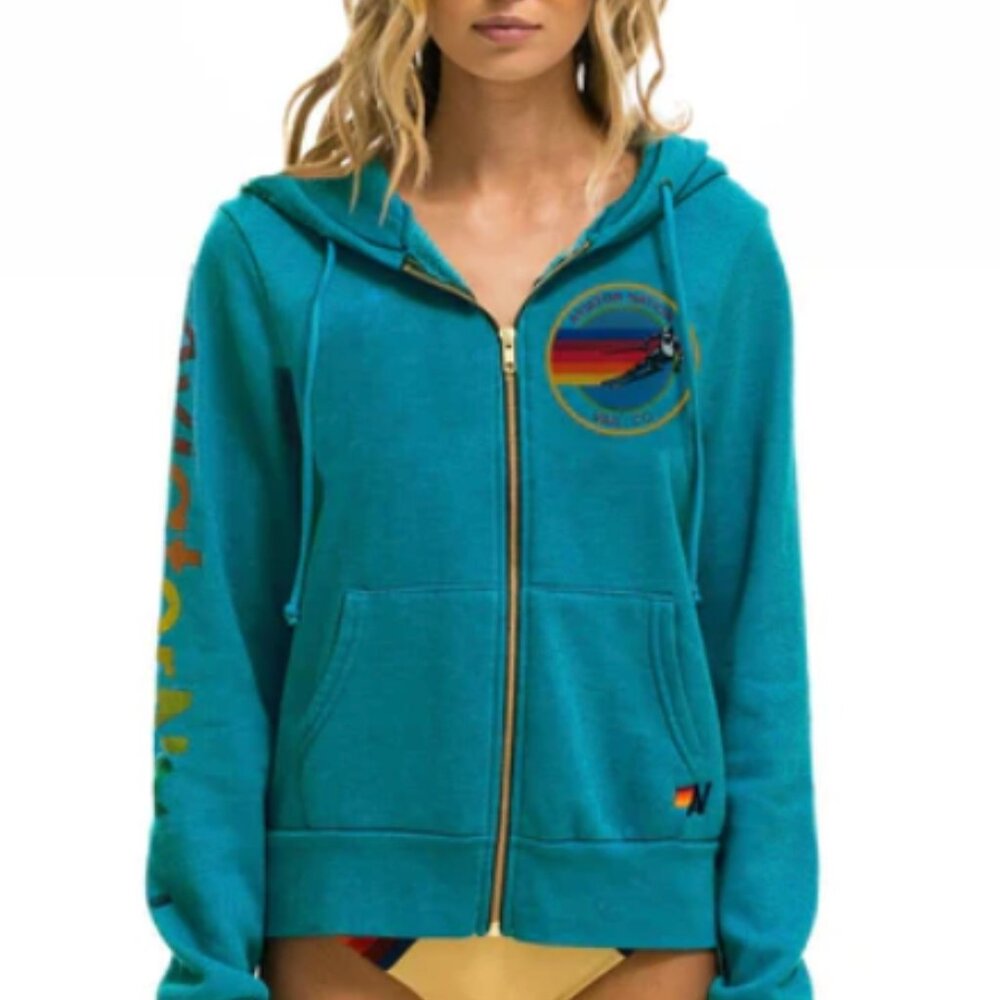 Aviator Nation Teal Zip Hoodie - Venice